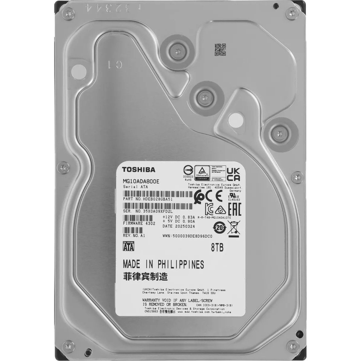 Жесткий диск Toshiba SATA-III 8TB MG10ADA800E Server Enterprise Capacity 512E (7200rpm) 512Mb 3.5"