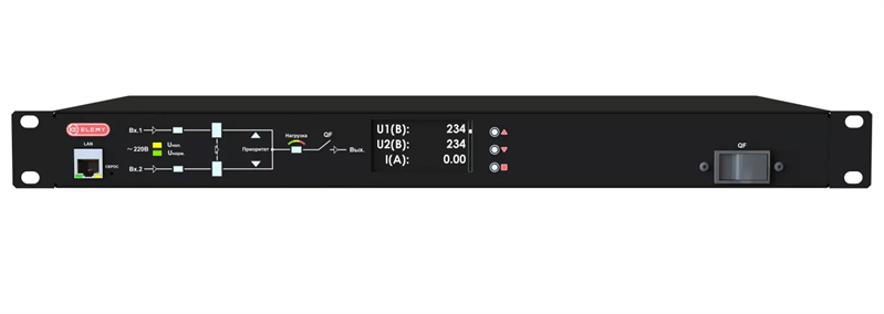 Автомат ввода резерва ELEMY ATS, 1U, 230V, 32А, in (2) Terminal 32А, out (2) Terminal 32А, Display (