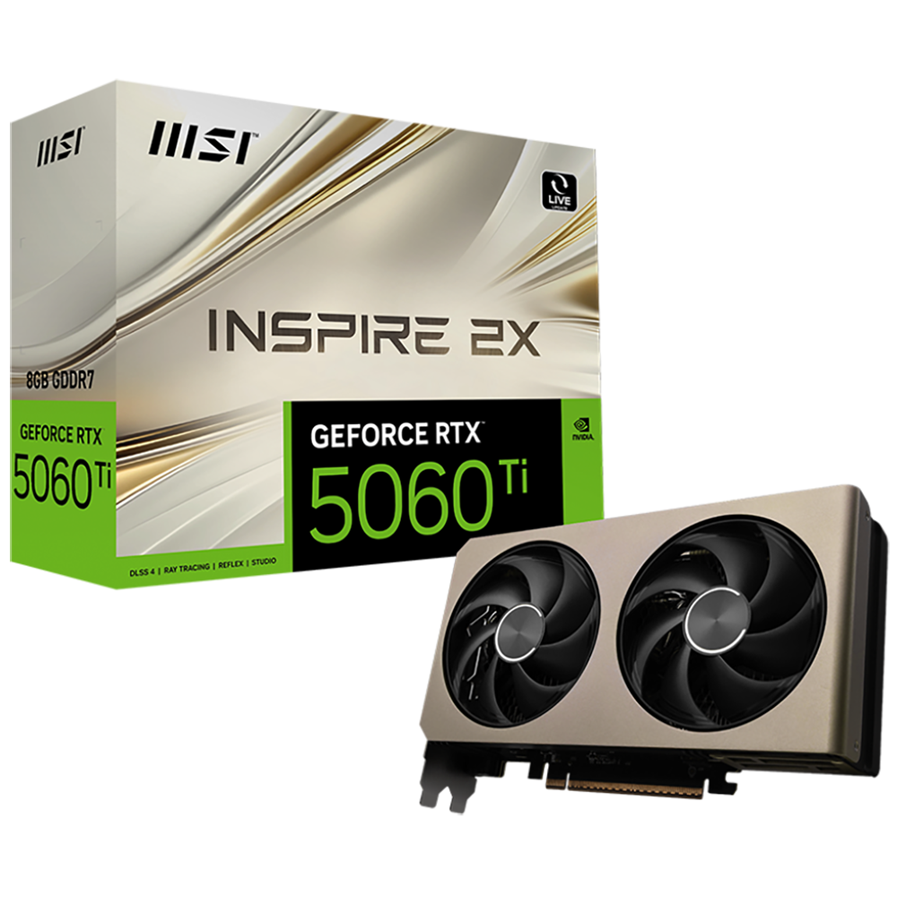 Видеокарта MSI PCI-E 5.0 RTX 5060 TI 8G INSPIRE 2X NVIDIA GeForce RTX 5060TI 8Gb 128bit GDDR7 2572/2