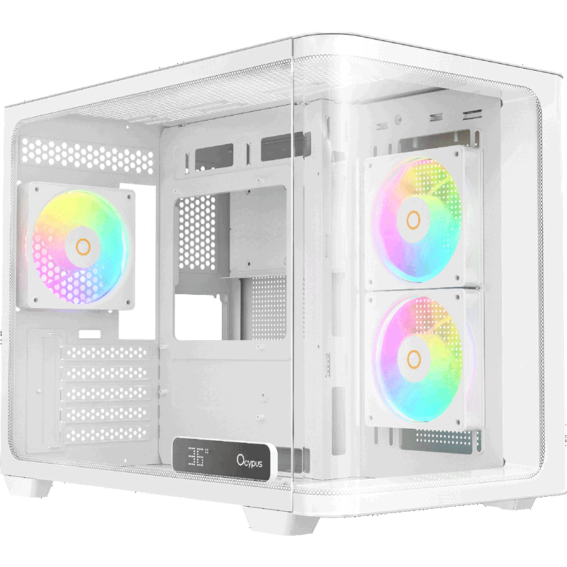 Корпус Case Ocypus Iota C50 Curve WH ARGB, Mini-Tower, TG, 3x120mm ARGB, 2xUSB-A 3.0 + 1xUSB-C, mATX