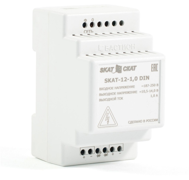 Ибп исполнения din (583) Бастион SKAT-12-1.0 DIN (СКАТ ИБП-12/1-DIN) источник питания 12В 1А пластик