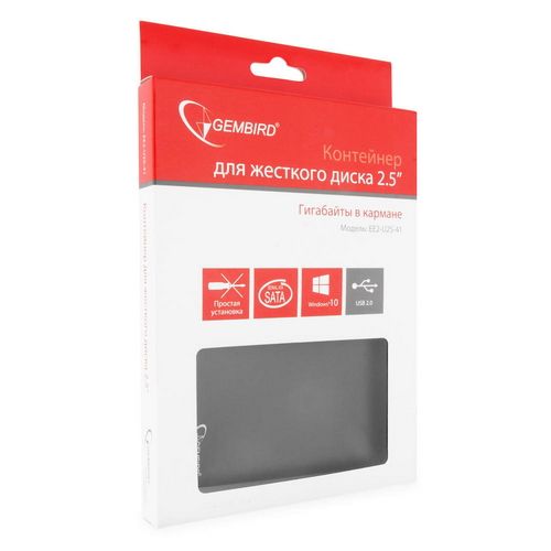 Корпус для HDD/SSD Gembird Внешний 2.5" Gembird EE2-U2S-40P, черный, USB 2.0, SATA, пластик {50
