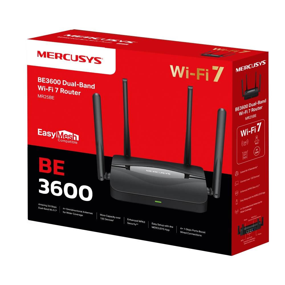 Роутер беспроводной Mercusys MR25BE BE3600 10/100/1000BASE-TX черный