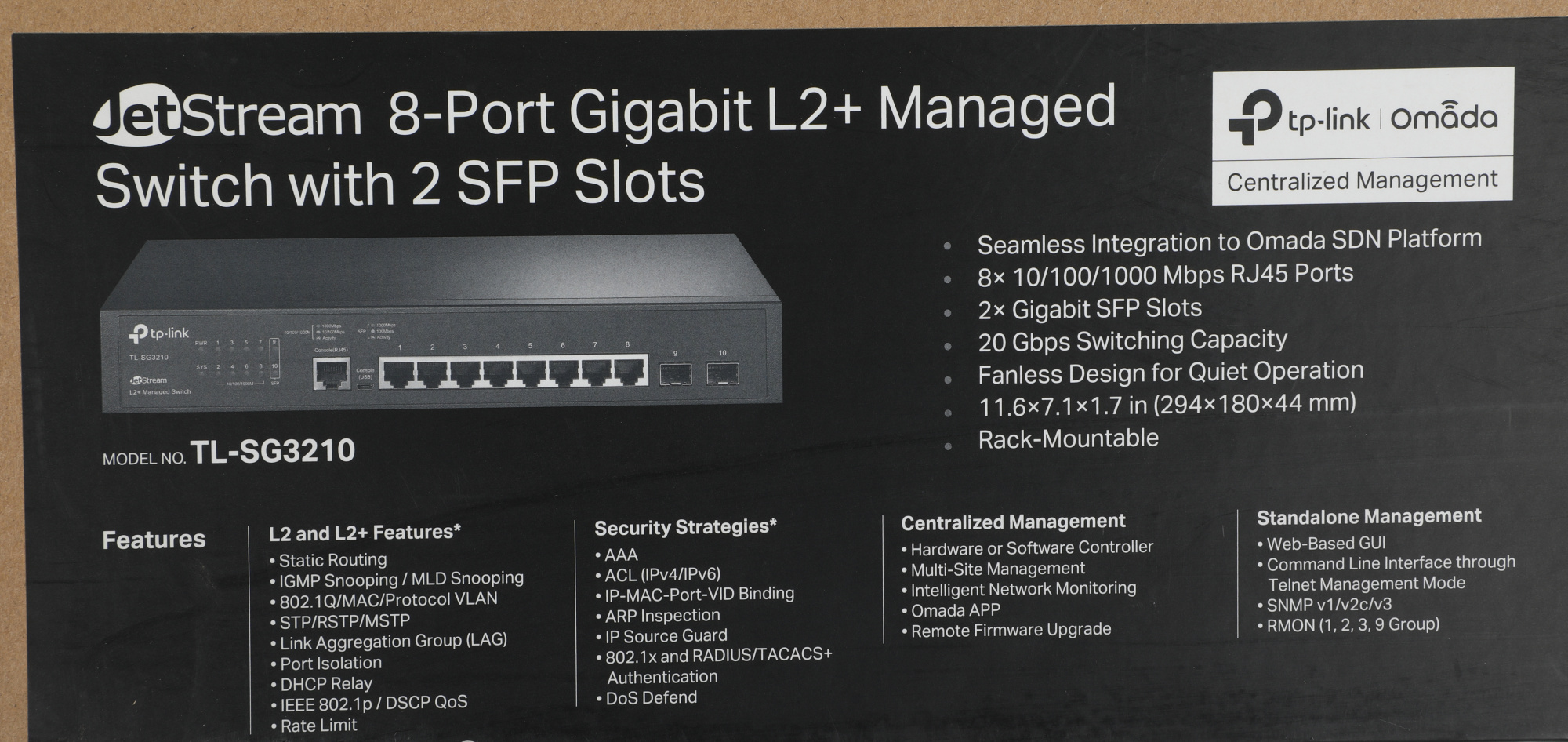 Коммутатор TP-Link SG3210 8x1Гбит/с 2SFP управляемый