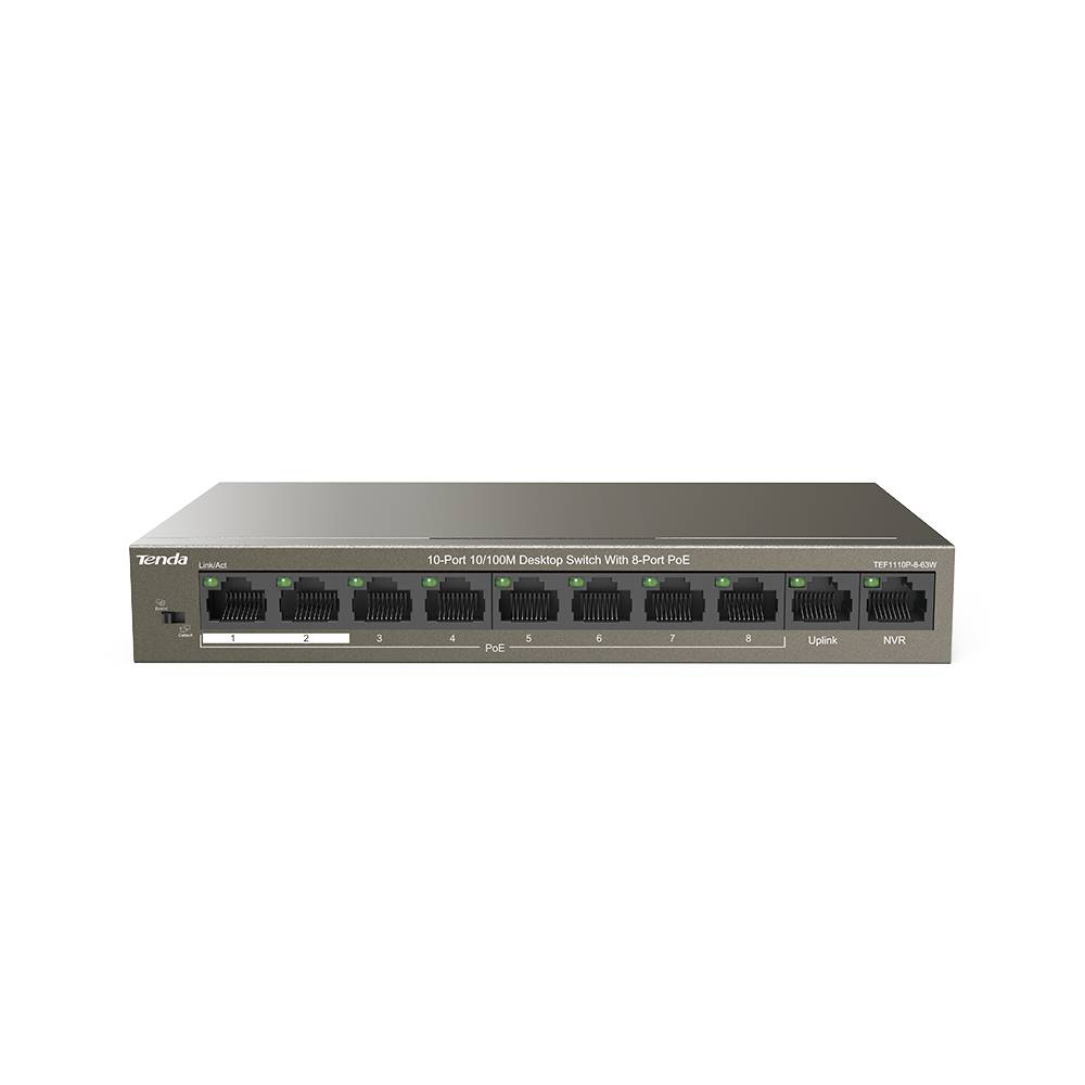 Коммутатор IP-Com F1110P-8-63W (L2) 10x100Мбит/с 8PoE 58W неуправляемый