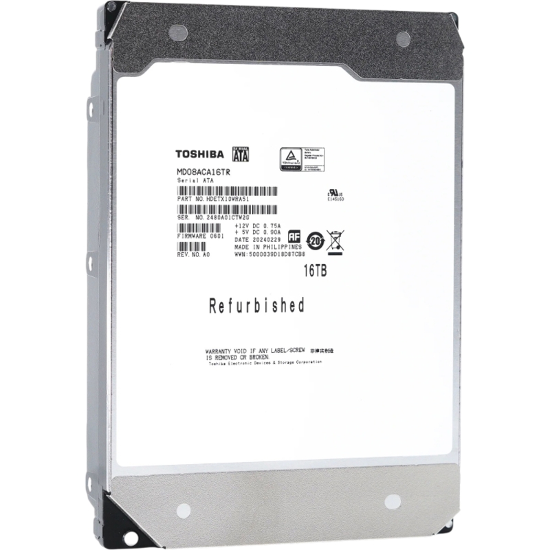 Жесткий диск Toshiba MD08 SATA3 16Tb 3.5" 7200 512Mb OFFICIAL RECERTIFIED 1 year warranty (replaceme