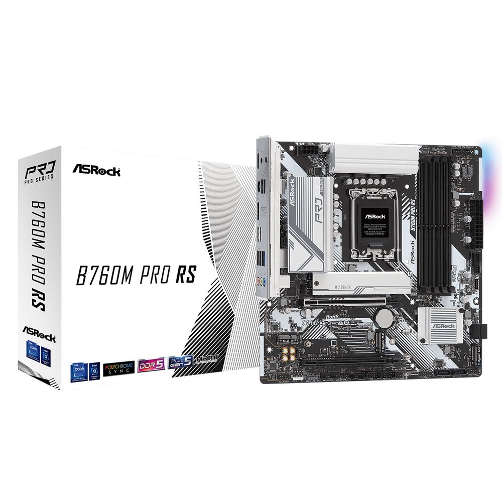 Материнская плата Asrock B760M PRO RS Soc-1700 Intel B760 4xDDR5 mATX AC`97 8ch(7.1) 2.5Gg RAID+HDMI