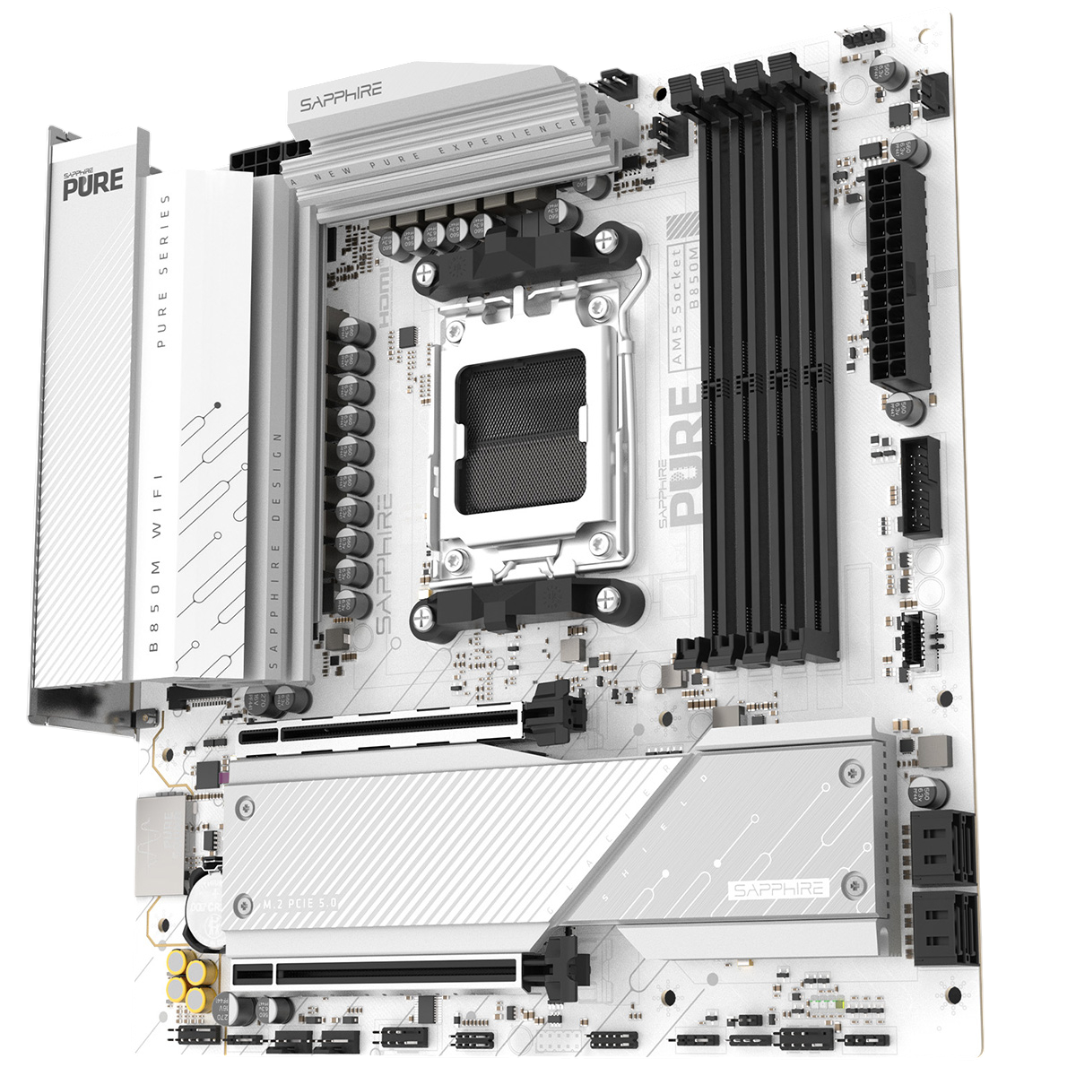 Материнская плата Sapphire B850M PURE WIFI B850, AM5, 4*DDR5, 2*PCIEx16, 2*M.2, 2*TypeC, 3*USB3.2Gen