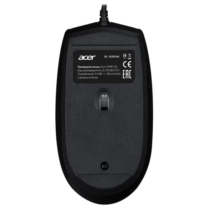Мышь Acer OMW126 черный оптическая 1200dpi USB 3but (ZL.MCEEE.010)