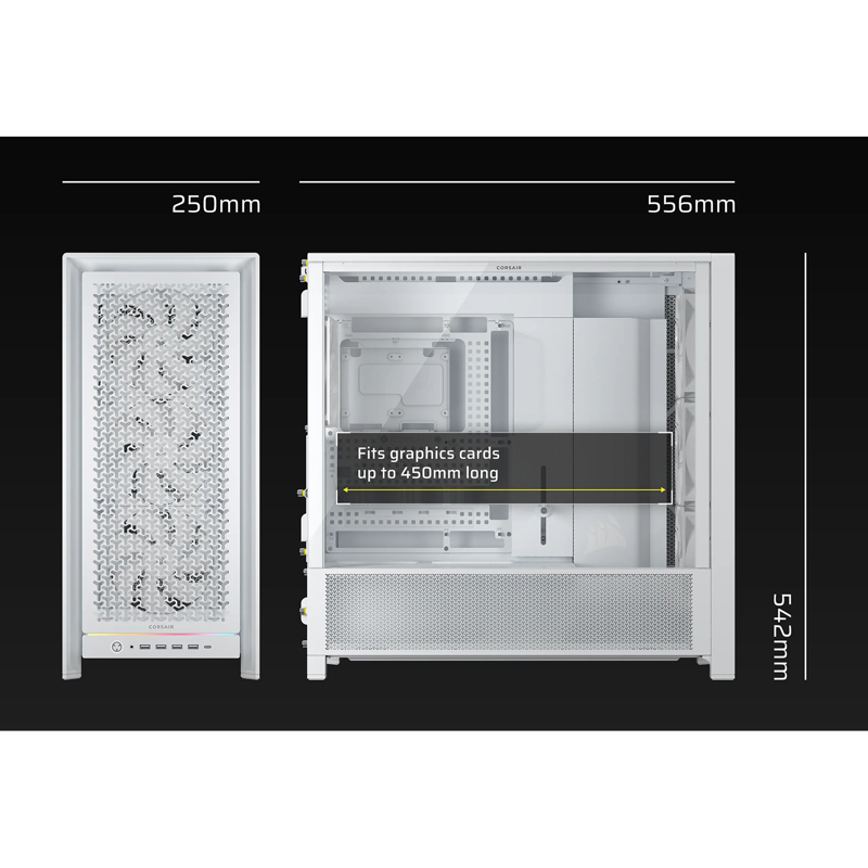 Корпус Corsair Frame 5000D RS High-Airflow, Midi-Tower, TG, 4x140mm, 4xUSB-A 3.2, 1xUSB 3.2 Type-C, 