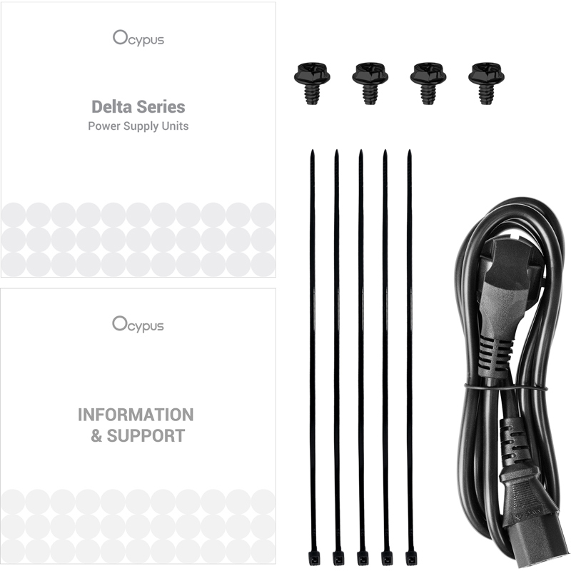 Блок питания Ocypus Delta P750, 750W 80+ Bronze (ATX, 3.1, Non modular, 1x24(20+4)pin, 2xCPU 8(4+4)p