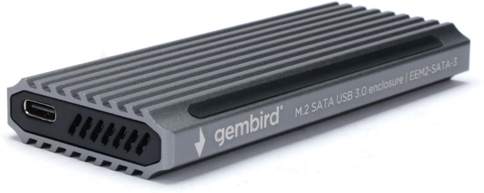 Внешний корпус USB 3.1 для M2 SATA порт Type-С, RGB подсветка, металл, серебристый