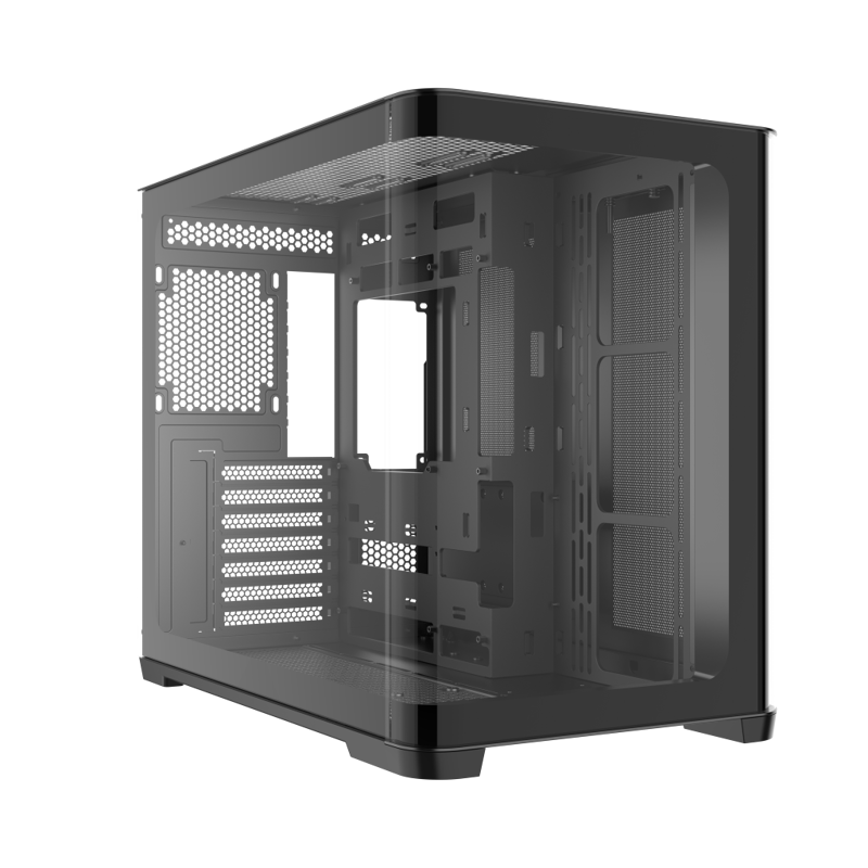Корпус SAMA V60E Black, Midi-Tower, TG, no fans, 2xUSB 3.0 + 1xUSB 3.2 Type-C, ATX, mATX, mITX Black