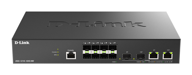 коммутатор D-Link Управляемый L2 коммутатор, 8x1000Base-X SFP, 2xCombo 10GBase-T/SFP+, защита от ста