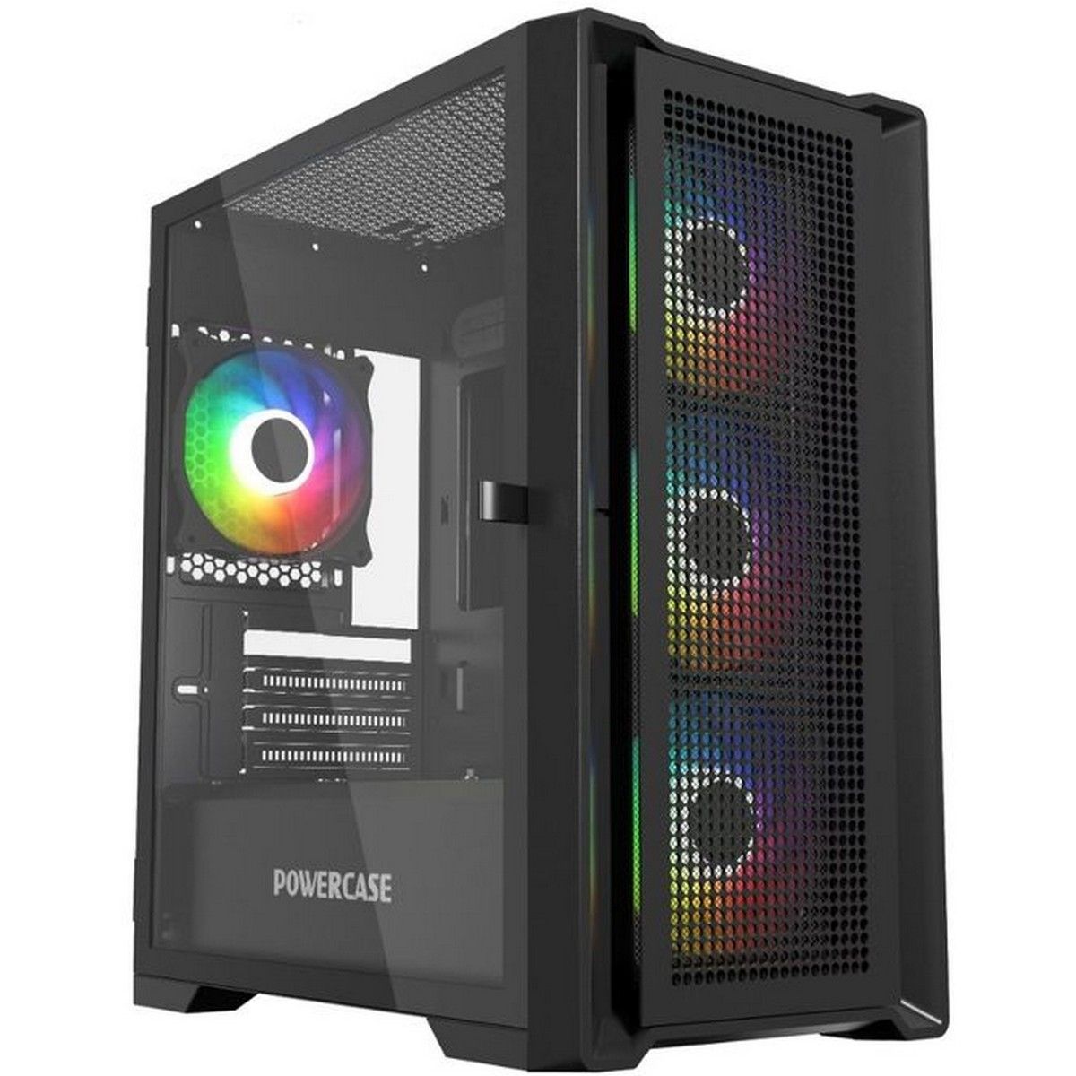 Корпус Powercase Alisio Micro X4B V2, Tempered Glass, 4х 120mm ARGB fans, ARGB HUB, чёрный, mATX (CA