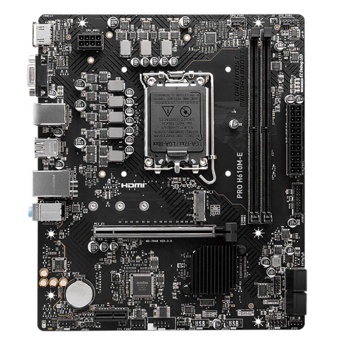 Материнская плата MSI PRO H610M-E Soc-1700 Intel H610 2xDDR5 mATX AC`97 8ch(7.1) GbLAN+VGA+HDMI