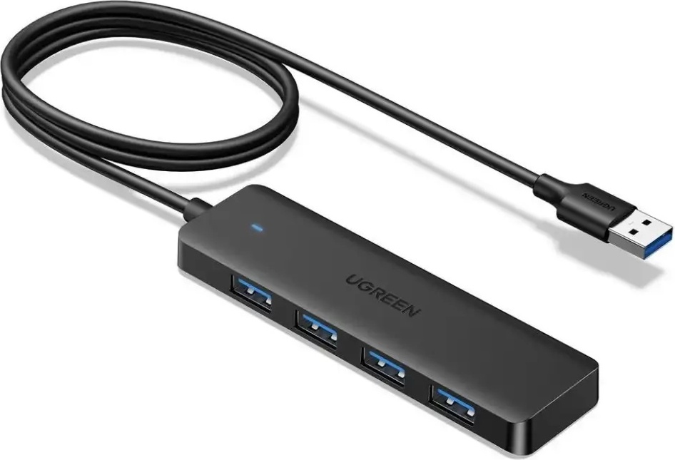 Разветвитель, 4-Port USB 3.0 Hub, длина кабеля: 1 метр, цвет: черный