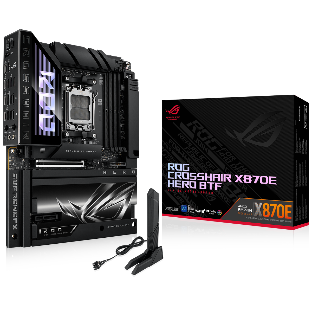 Материнская плата ASUS ROG CROSSHAIR X870E HERO BTF AM5 ATX 4xDDR5 PCIEx16 PCIEx4 5xM.2 4xUSB-C HDMI