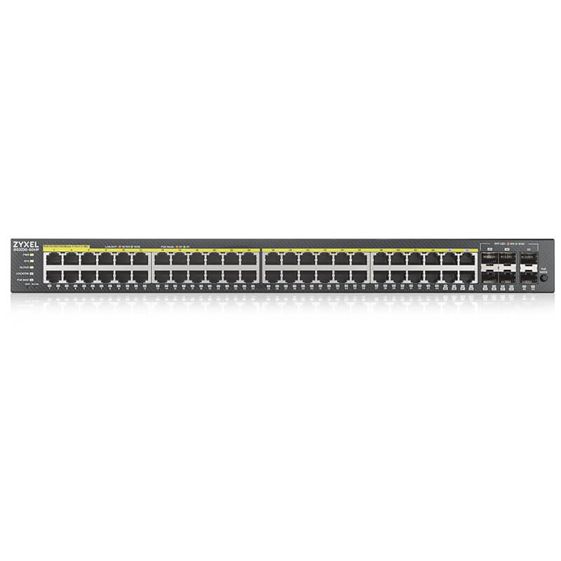 Коммутатор Zyxel GS2220-50HP-EU0101F (L2) 44x1Гбит/с 4xКомбо(1000BASE-T/SFP) 2SFP 48PoE+ 375W управл
