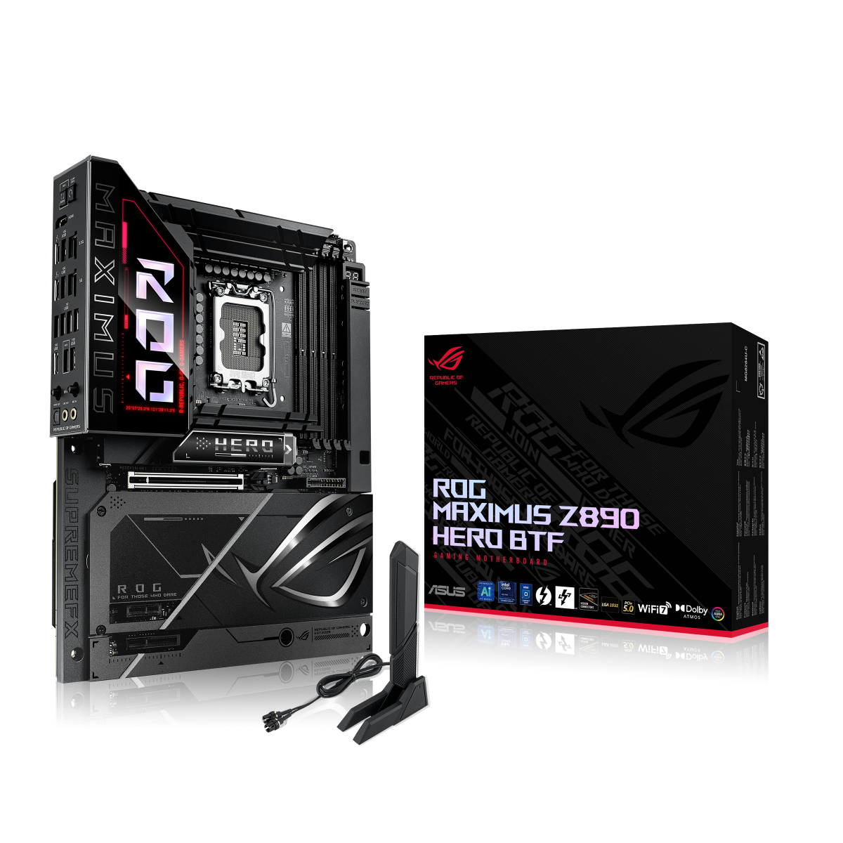 Материнская плата ASUS ROG MAXIMUS Z890 HERO BTF LGA1851 ATX 4хDDR5 PCIEx16 PCIEx4 PCIEx1 6xM.2 2xTh