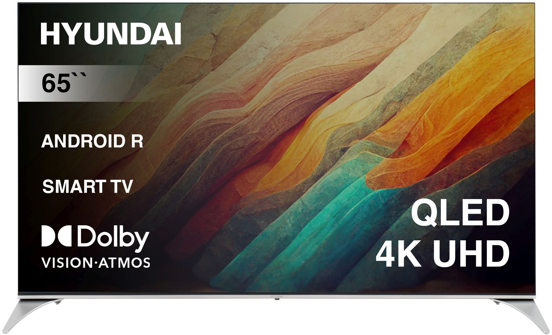 Телевизор QLED Hyundai 65" H-LED65QBU7500 Android TV Frameless черный/серебристый 4K Ultra HD 60Hz D