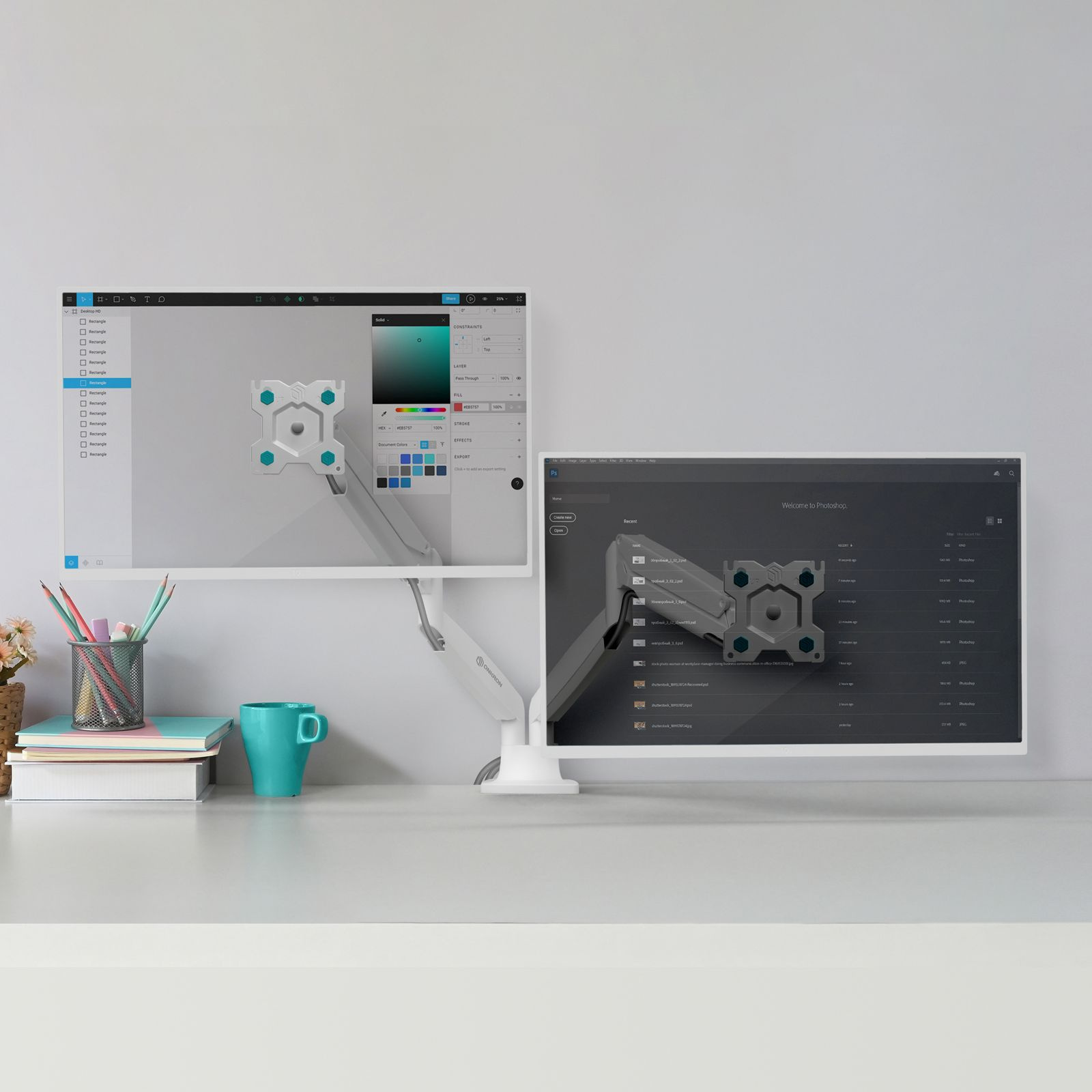 Кронштейн для мониторов Onkron G200 белый 13"-32" макс.18кг настольный поворот и наклон верт.перемещ