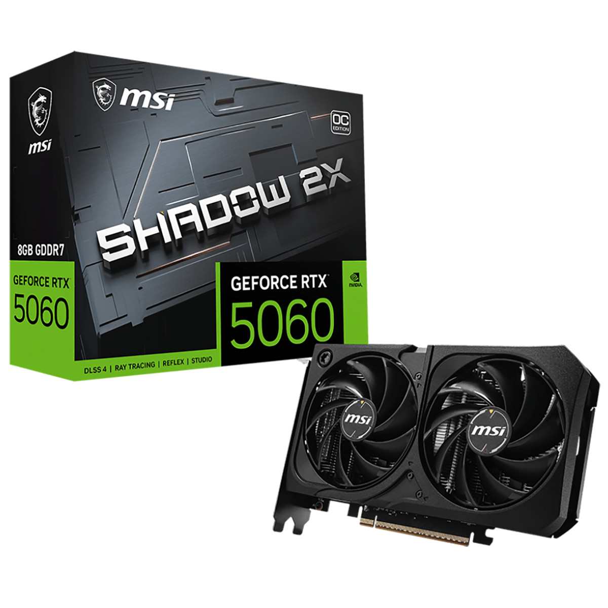 Видеокарта MSI RTX 5060 8G SHADOW 2X OC MAX//RTX 5060, HDMI, DP*3, 8G, D7