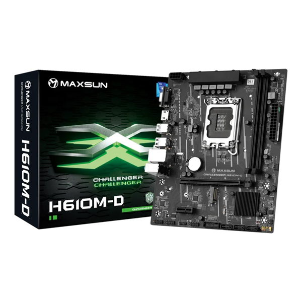 Материнская плата MAXSUN MS-Challenger H610M-D, LGA1700, H610, 2*DDR4, 3*SATA3, M.2, 2*USB 3.2, 4*US