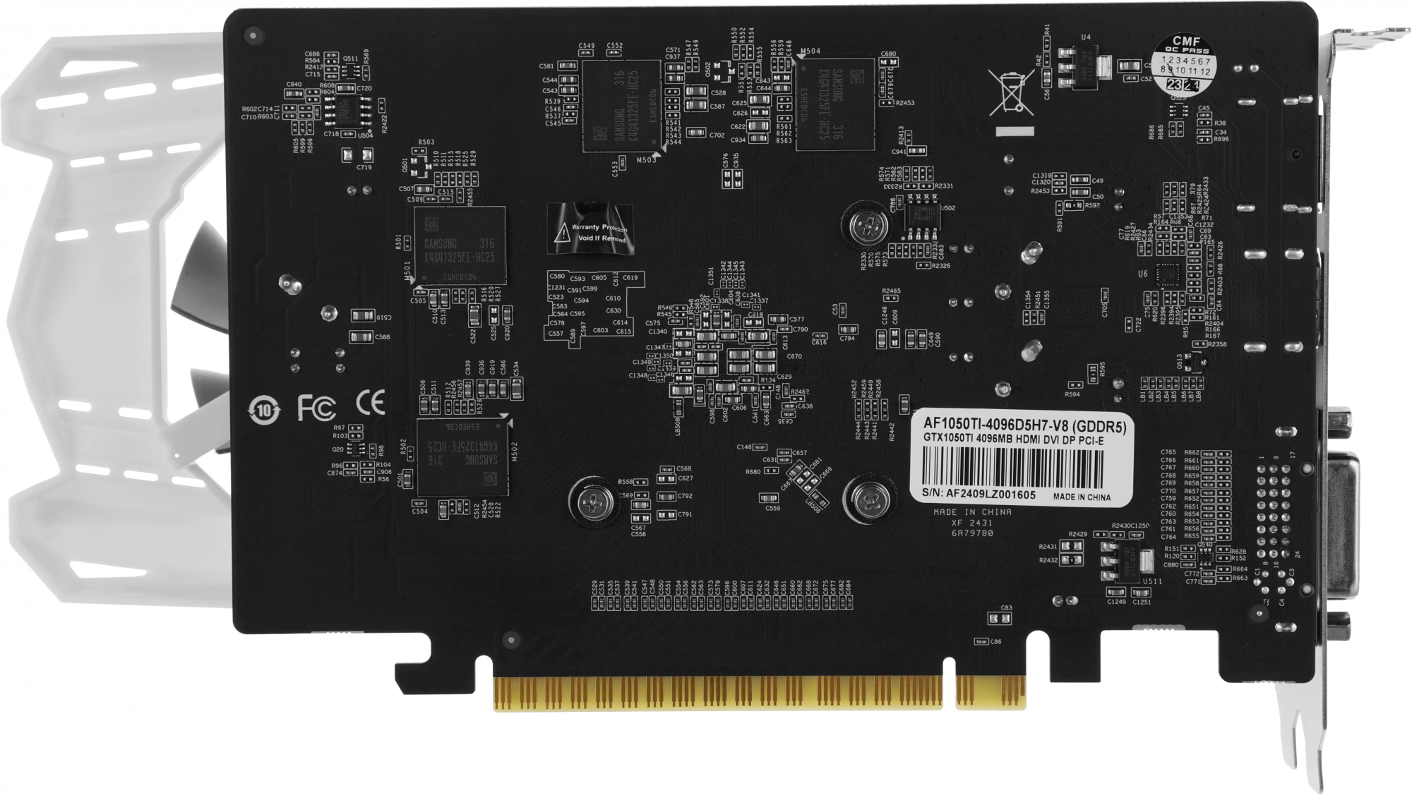 Видеокарта Afox PCI-E 3.0 AF1050TI-4096D5H7-V8 NVIDIA GeForce GTX 1050TI 4Gb 128bit GDDR5 1291/7000 