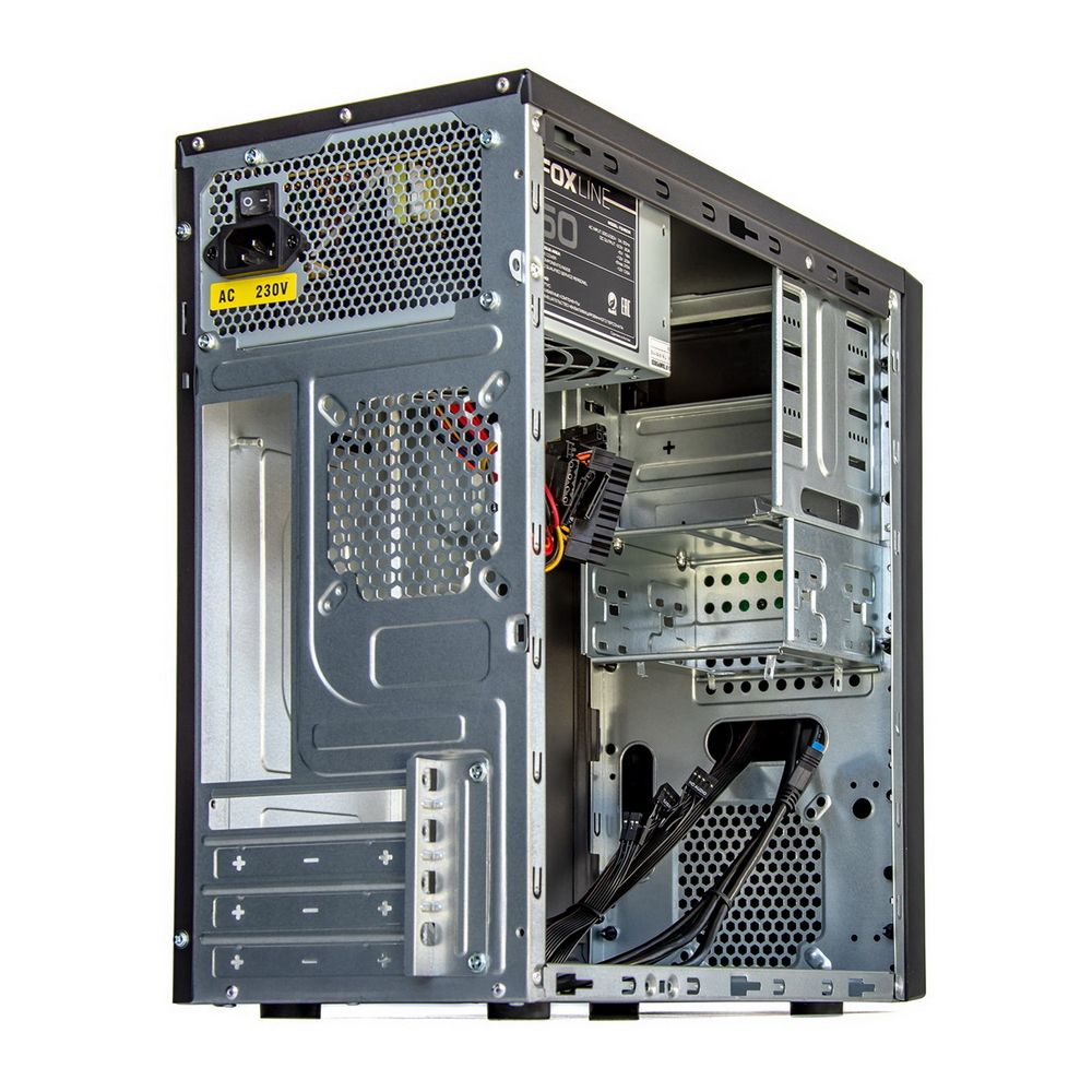 Корпус FoxLine Case Foxline FL–628-FZ450R-U32 |FL–628-FZ450R-U32| mATX case, black, w/PSU 450W 12cm,