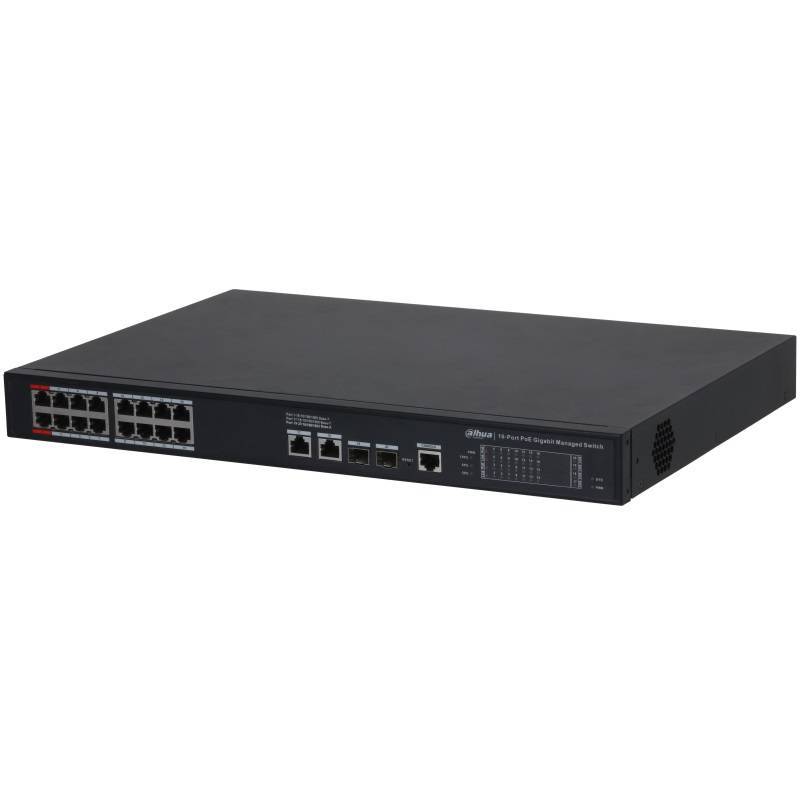 Коммутатор Dahua DH-S4220-16GT-190 (L2) 16x100Мбит/с 2x1Гбит/с 2SFP 16PoE 190W управляемый