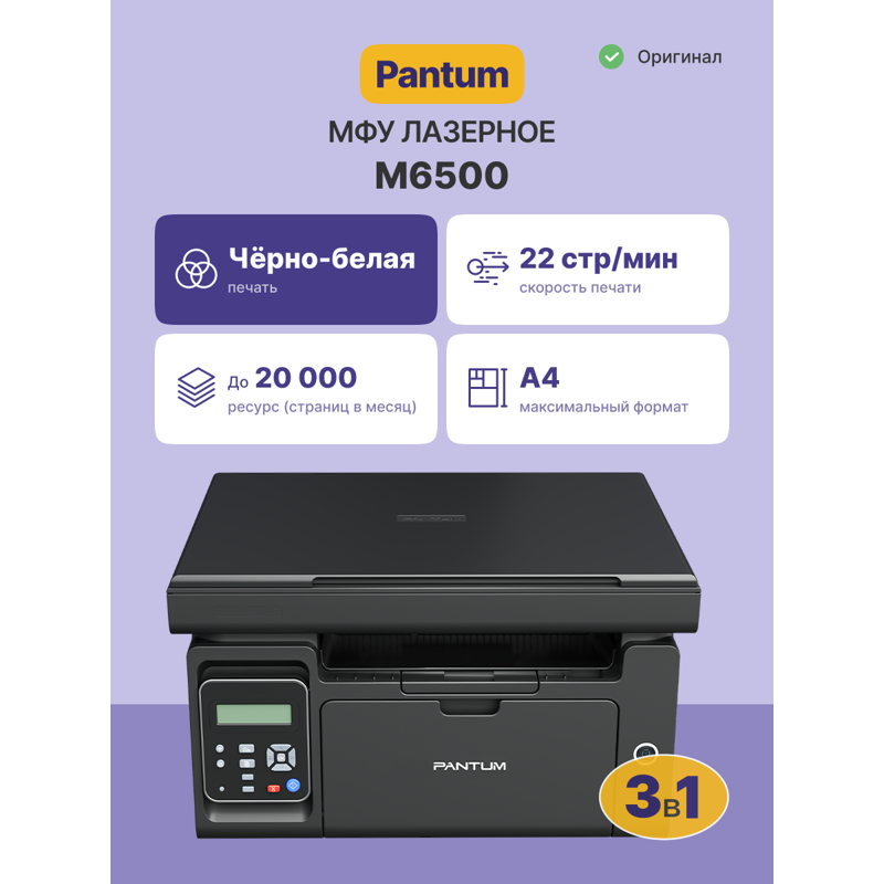 МФУ лазерный Pantum M6500 A4 черный