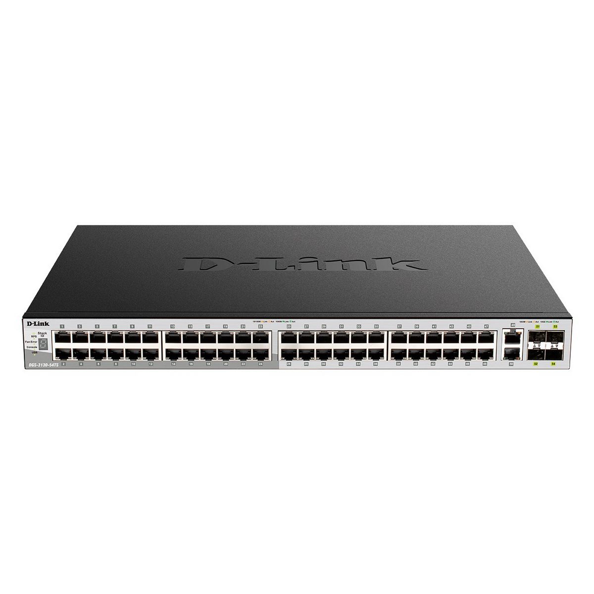 Коммутатор D-Link DGS-3130-54PS/B2A (L3) 48x1Гбит/с 2x10Гбит/с 4SFP+ 48PoE+ 370W управляемый