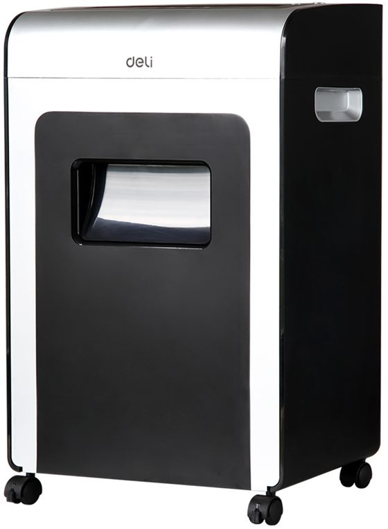 Шредер Deli E9917-EU черный/белый с автоподачей (секр.P-4) фрагменты 16лист. 31лтр. скрепки скобы пл