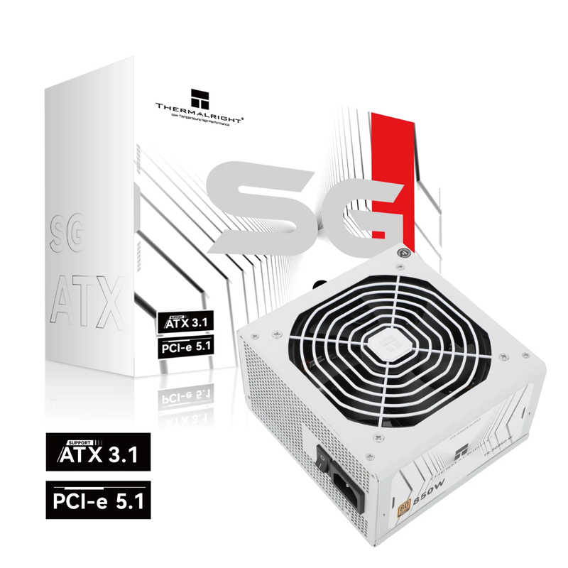 Блок питания Thermalright, 850W 80+ Gold (ATX, 3.1, PCIe 5.1, Non-modular, 1x24(20+4)pin, 1xCPU 8(4+