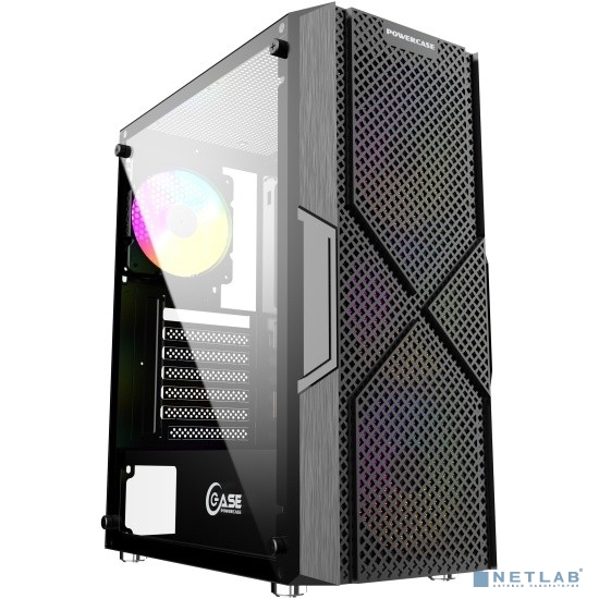 Корпус Powercase Mistral T4B, Tempered Glass, 4x 120mm 5-color fan, чёрный, ATX (CMITB-L4) (CMITB-L4