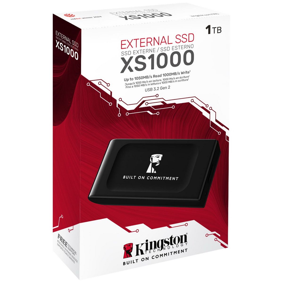 Накопитель SSD Kingston USB3.2 Gen2 1TB SXS1000/1000GA XS1000 черный