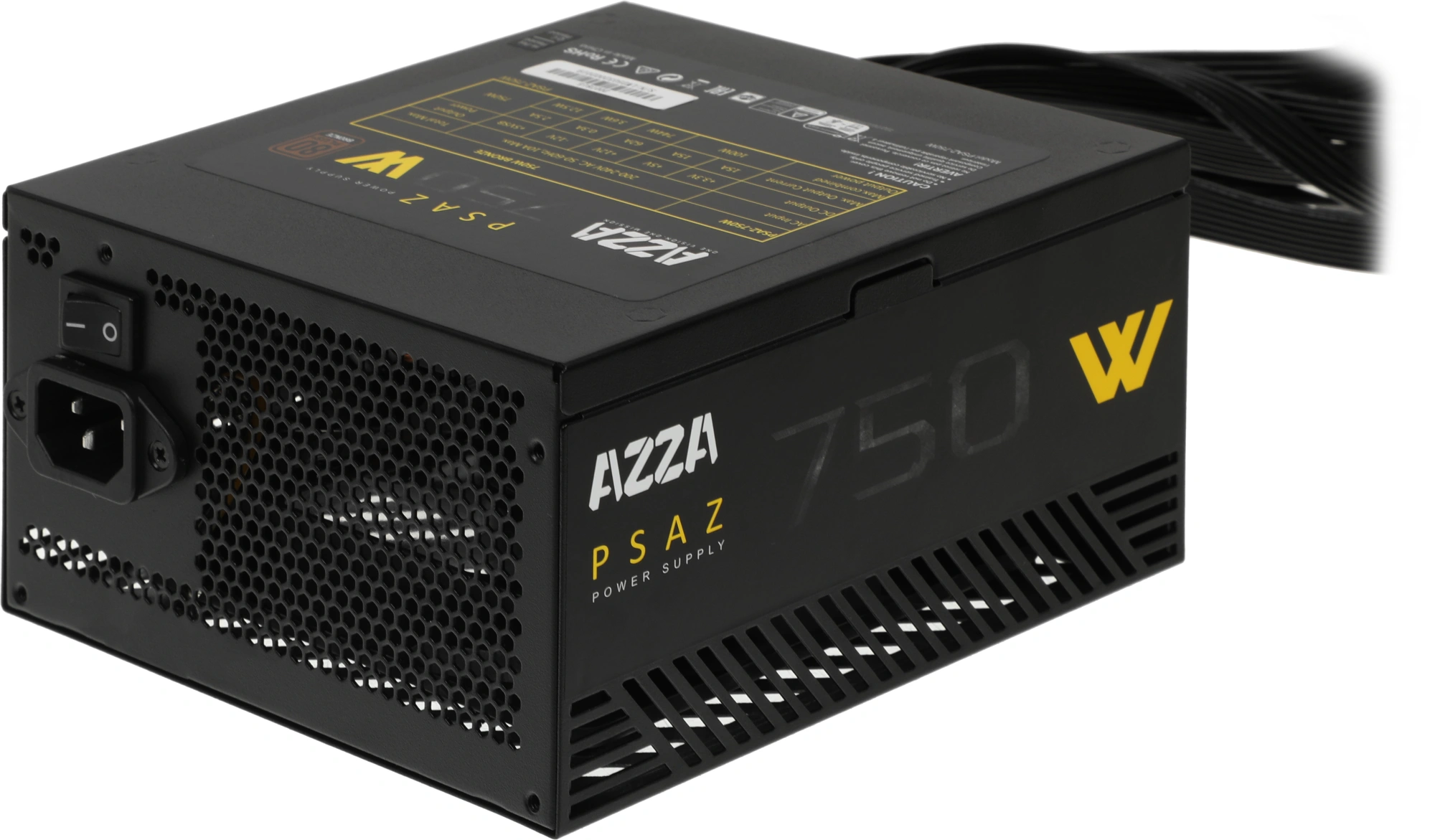 Блок питания Azza ATX 750W PSAZ-750W 80+ bronze (20+4pin) APFC 120mm fan 5xSATA RTL