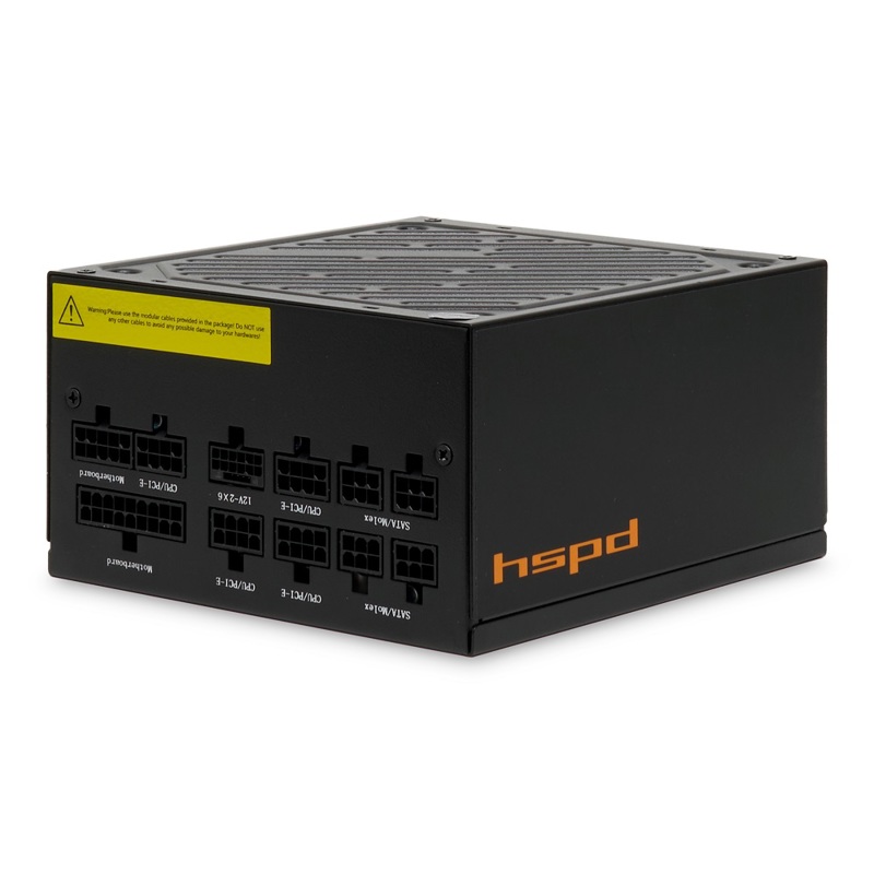 Блок питания HSPD, 1000W 80+ Gold (ATX, 2.52, Full modular, 1x24(20+4)pin 600mm, 2xCPU 8(4+4)pin 700