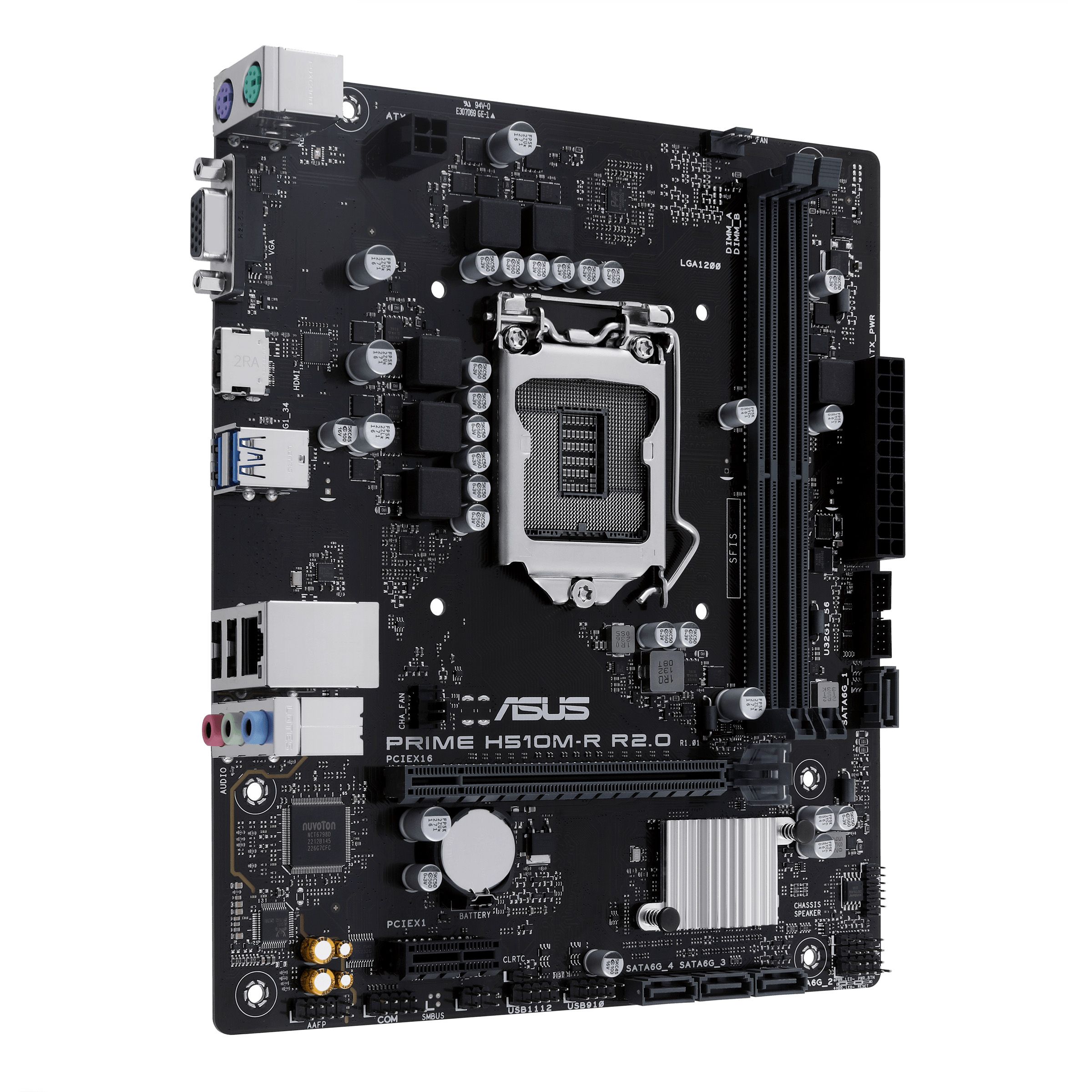 Материнская плата Asus PRIME H510M-R R2.0-SI Soc-1200 Intel H470 2xDDR4 mATX AC`97 8ch(7.1) GbLAN+VG