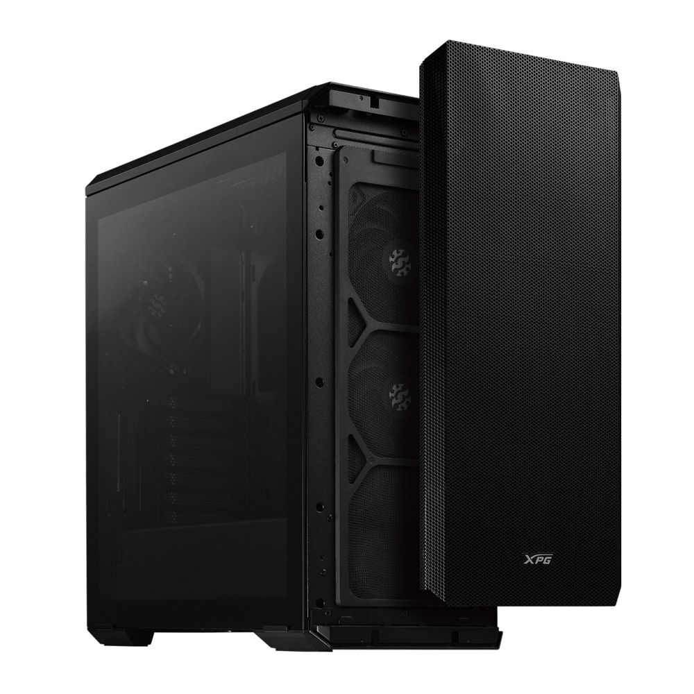 Корпус XPG DEFENDER BLACK [DEFENDER-BKCWW] (Midi-Tower, черный, TG, 120mm fan*3)
