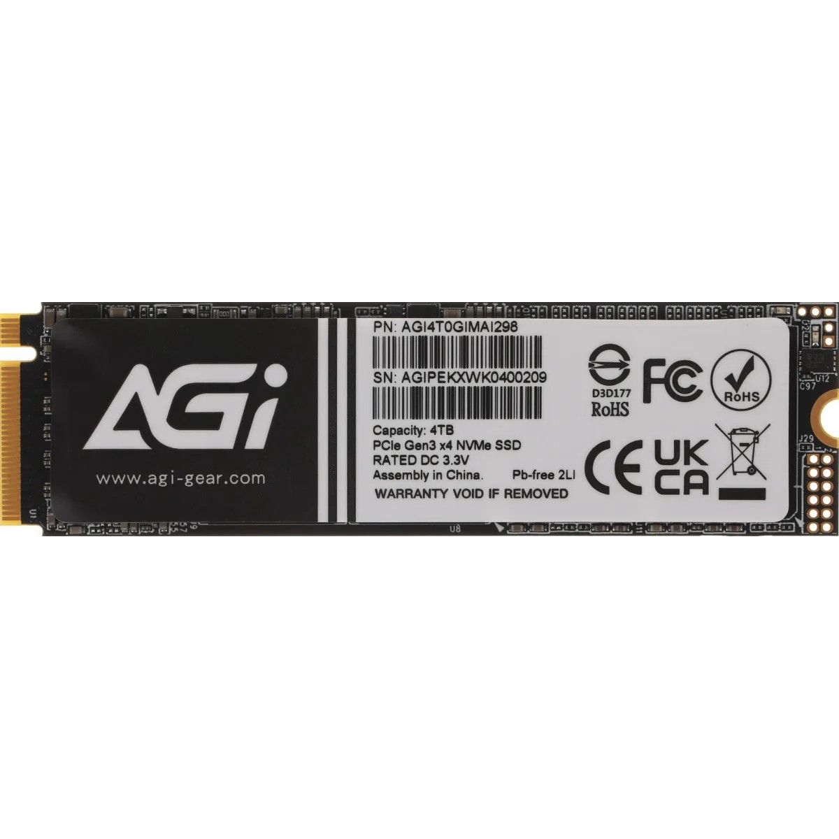 Твердотельный накопитель SSD AGI AI298 M.2 PCIe 4TB RETAIL-Color Box