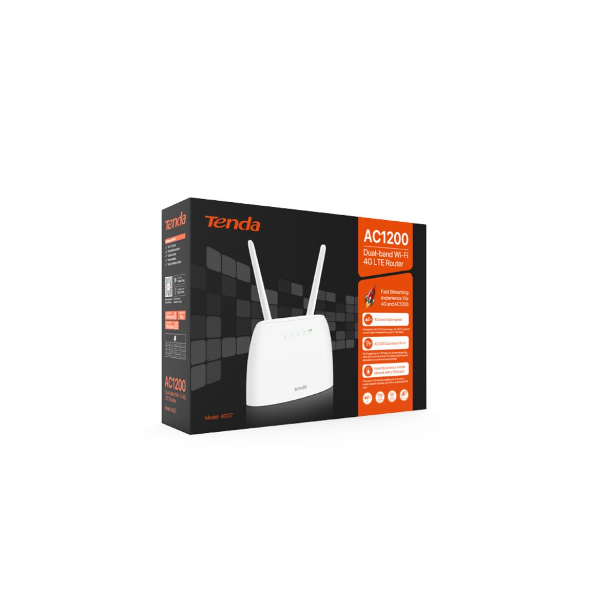 Роутер беспроводной Tenda 4G07 AC1200 10/100BASE-TX/4G cat.4 белый