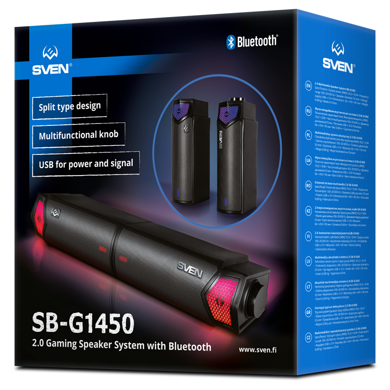 Саундбар Sven SB-G1450 мини 2.0 черный 10Вт BT
