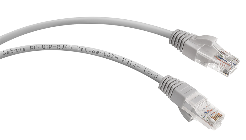 Патч-корд u/utp, категория 6а (10g), серый, lszh, 1.5м Cabeus PC-UTP-RJ45-Cat.6a-1.5m-LSZH Патч-корд