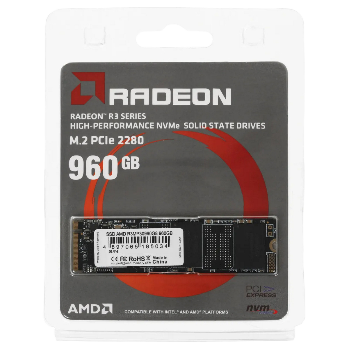 Накопитель SSD AMD PCIe 3.0 x4 960GB R3MP30960G8 Radeon M.2 2280