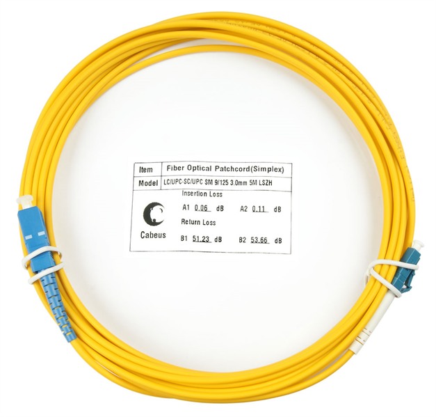 Патч-корд ВО Cabeus FOP(s)-9-LC-SC-10m Шнур оптический simplex LC-SC 9/125 sm 10м LSZH