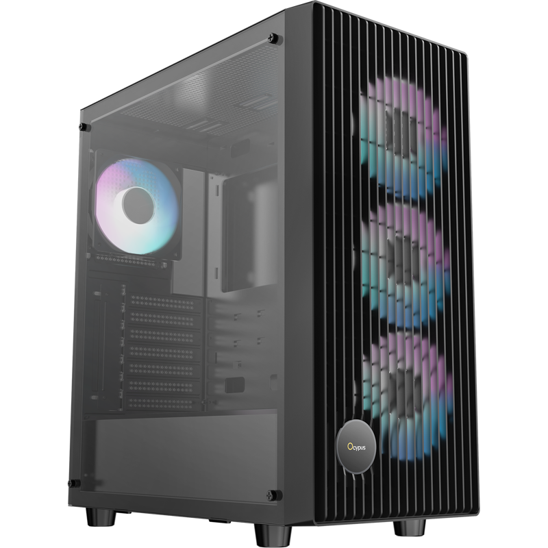 Корпус Ocypus Gamma C70 BK ARGB, Midi-Tower, TG, 4x120mm ARGB, 1xUSB-A 3.0 + 1xUSB 2.0, ATX, mATX, m