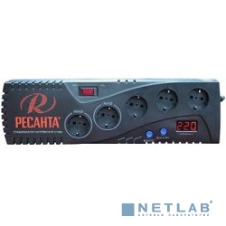 Ресанта С-1500 63/6/33 (16687) Стабилизатор {5 розеток -(3/2), 1000 Вт, 220В±8% + защита RJ11, Вес 3