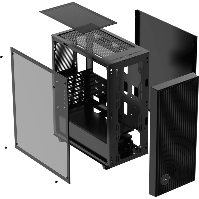 Корпус Ocypus Gamma C70 BK ARGB, Midi-Tower, TG, 4x120mm ARGB, 1xUSB-A 3.0 + 1xUSB 2.0, ATX, mATX, m